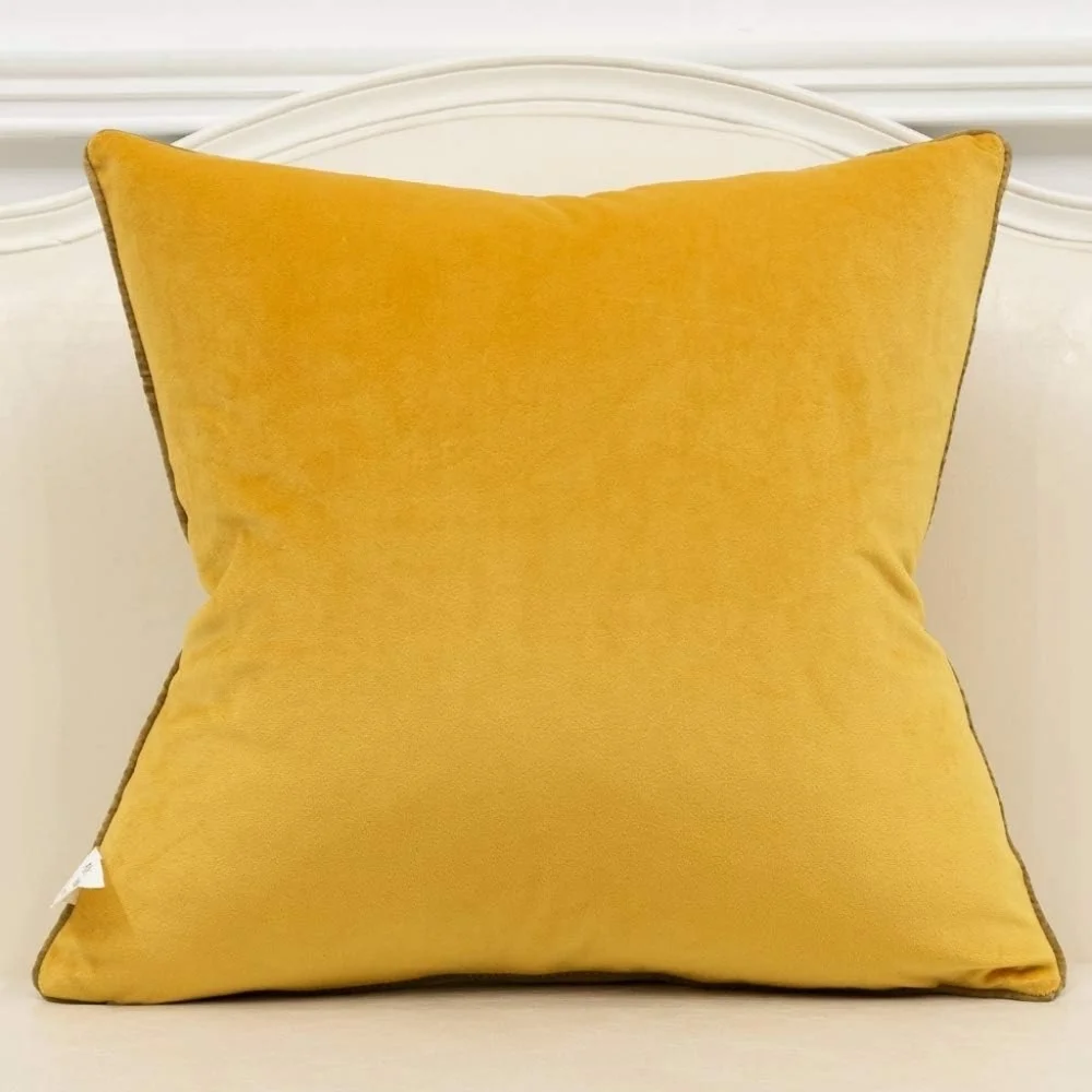 22 x 22" Yellow White Gold Faux Leather Striped Patchwork Velvet Luxury Pillow - Picture 2 of 5
